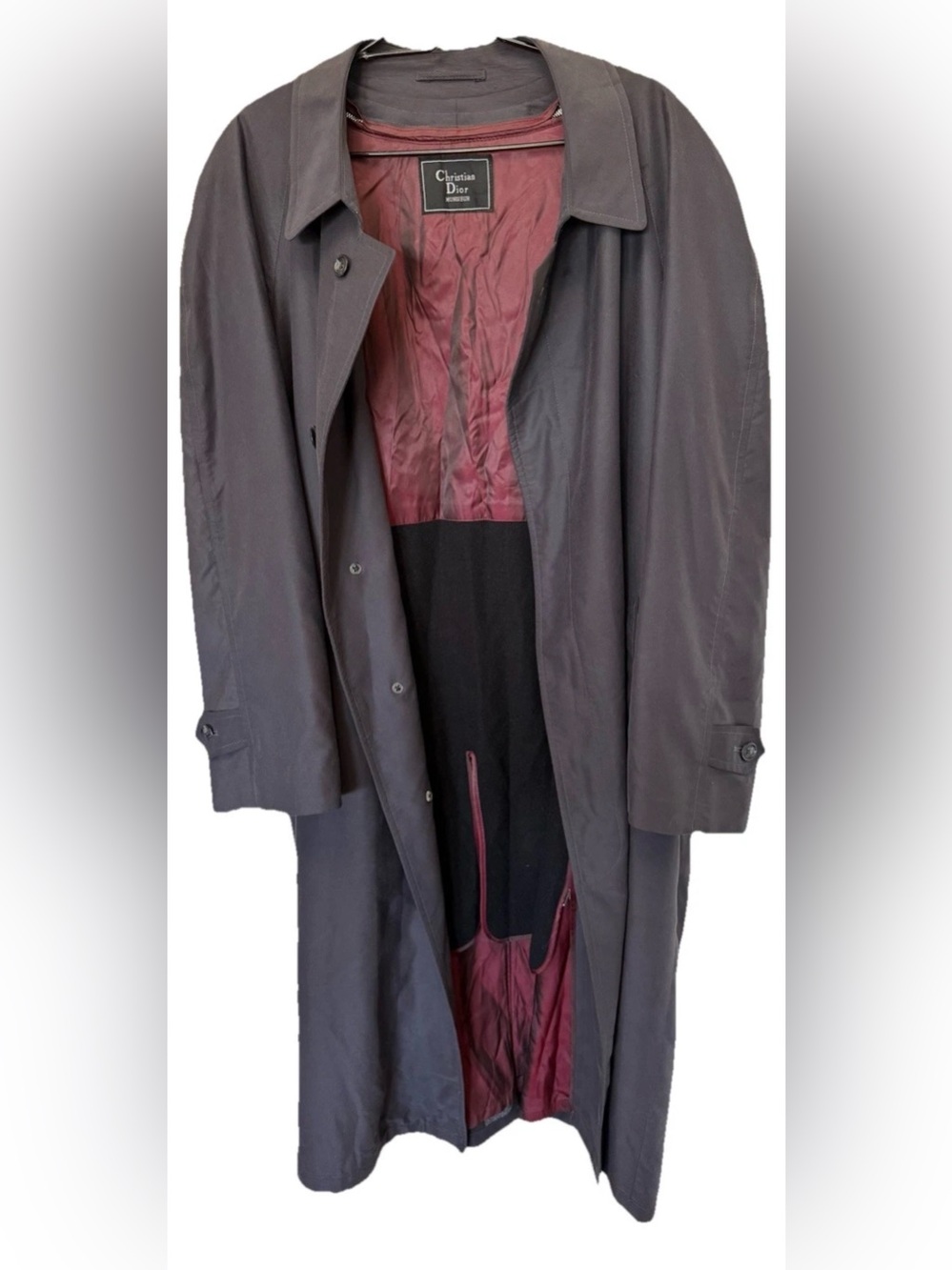 Christian Dior Monsieur Men’s Black Long Lined Overcoat Size 44R Charcoal